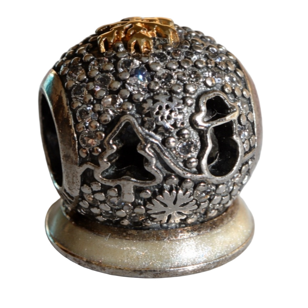 Pandora Wonderland Snow Globe Charm Silver 14K Gold Limited Edition 2015 Retired
